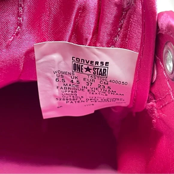 Converse One Star Shoes Womens 6.5 Pink Sequins Low Top Slip On Sneakers Wedding - Picture 11 of 13